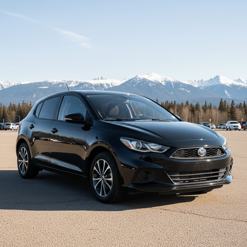 Black compact car available at the lot