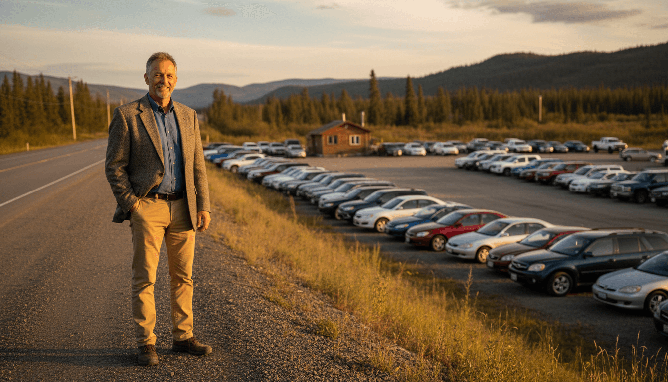 Jeffrey Peer, founder of Kenai Park N Sell, standing on the lot between Kenai and Soldotna