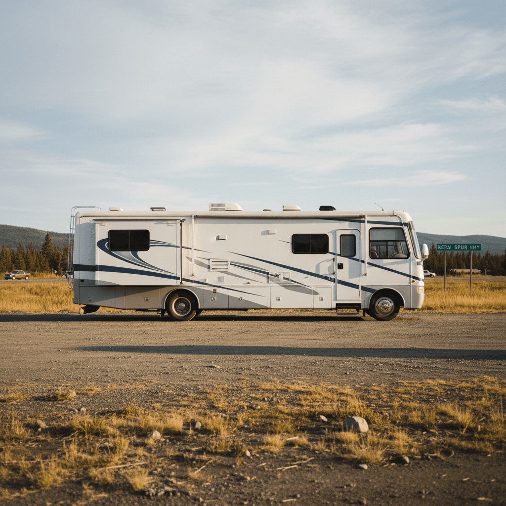 RV motorhome displayed at Kenai Park N Sell